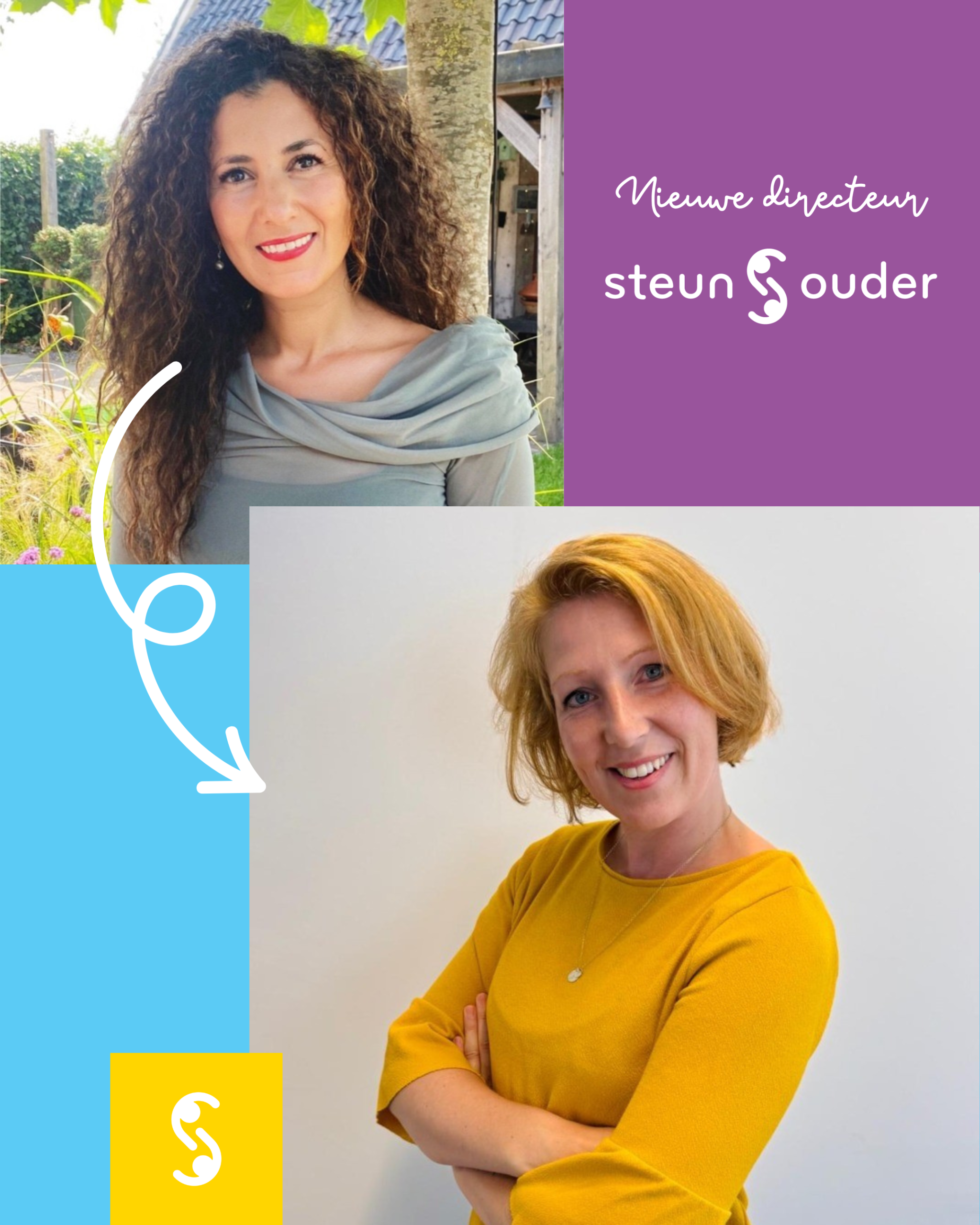 Afbeelding nieuwe directeur voor Steunouder Nederland. Van Asisa Spaans-Boujahma naar Jolien van Aar.